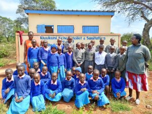 Girls with Teachers After Receiving New Lavatory Facility